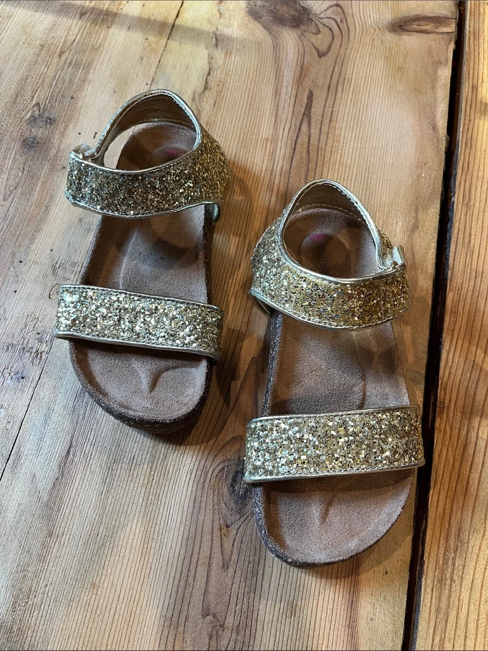 CREWCUTS Toddler 11 Gold Glitter Strappy Sandals